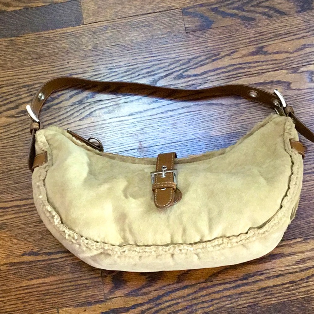 Faux Shearling Crescent Purse
